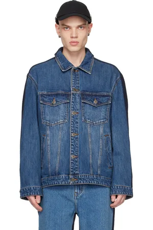 CALVINLUO Blouson bleu en denim à panneaux