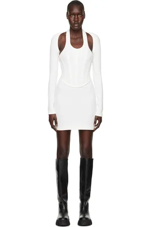 DION LEE Robe courte de style corset modulaire blanche