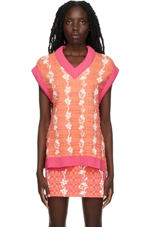 PH5 Gilet surdimensionné Gerry rose et orange à motif fleuri