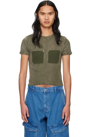 DION LEE T-shirt rétréci kaki à effet délavé et à rivets