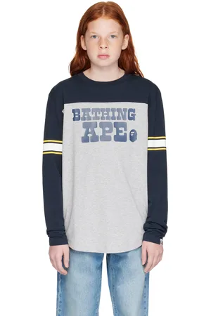 BAPE Enfant | T-shirt de football à manches longues bleu marine et gris à logos