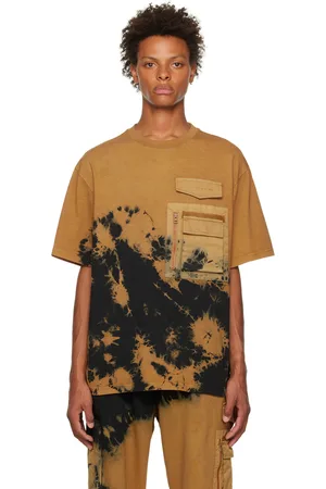 Feng Chen Wang T-shirt noir et jaune à effet décoloré