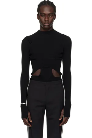 DION LEE Col roulé Skivvy noir à assemblage étagé