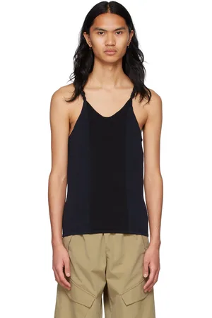 DION LEE Débardeur noir et bleu marine en coton