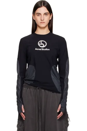 Acne Studios T-shirt à manches longues noir à logo