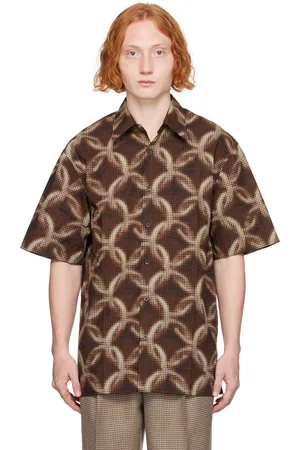 DRIES VAN NOTEN Chemise brune à motif graphique