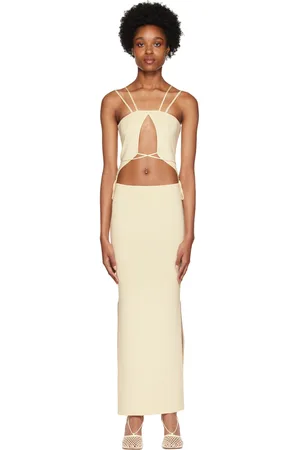 AYA MUSE Robe midi blanc cassé à découpes