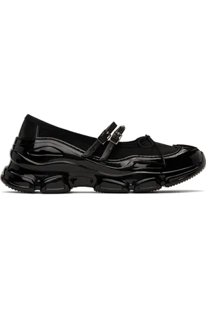 Simone Rocha Baskets de style ballerine noires en filet à semelle crantée