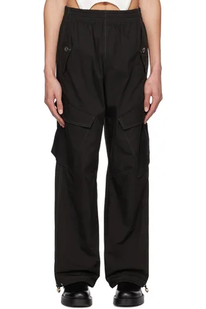 DION LEE Pantalon cargo noir à ferrures à loquet
