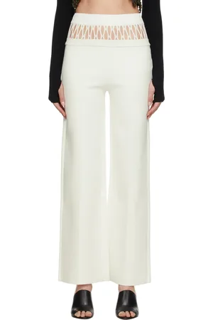 DION LEE Pantalon ajusté blanc en filet