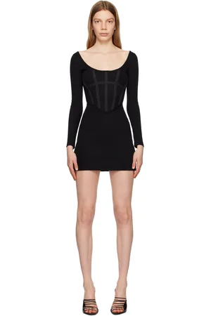 DION LEE Robe courte de style corset noire