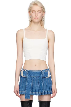 DION LEE Débardeur blanc à baleines