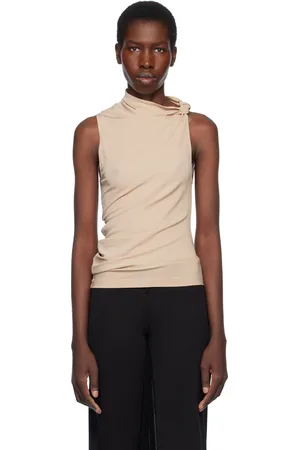 Courrèges Débardeur drapé beige en jersey
