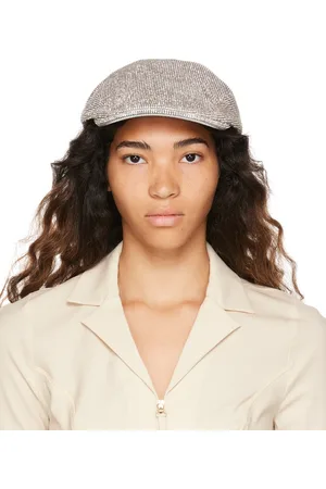 KARA Casquette plate noire à ornements en verre taillé