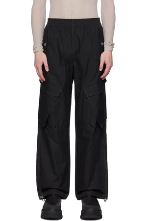 DION LEE Pantalon cargo noir à ferrures à bouton-pression