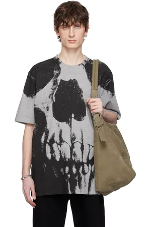 Alexander McQueen T-shirt gris à image de crâne