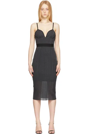Hervé Léger Robe bustier noir et gris en viscose recyclée