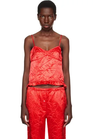 MERYLL ROGGE Camisole rouge en satin froissé