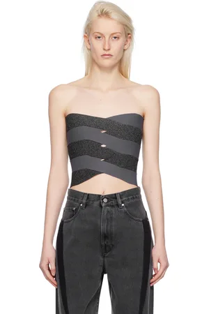 DION LEE Bustier gris et noir à panneaux et à fils réfléchissants