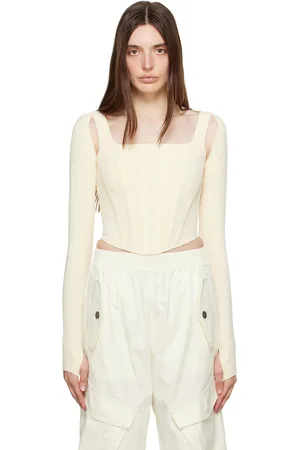 DION LEE Débardeur beige à ornement en pointelle