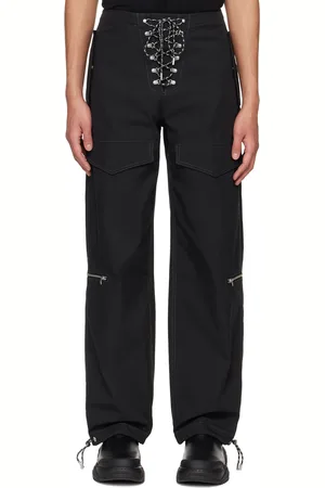 DION LEE Pantalon cargo noir à laçage