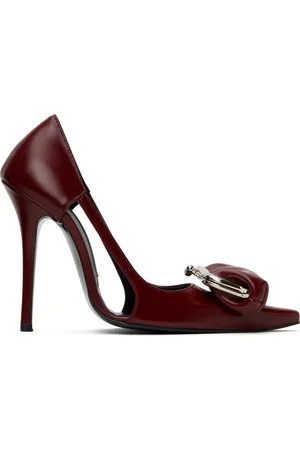 pushBUTTON Chaussures à talon bourgogne à bout pointu et pochette à monnaie