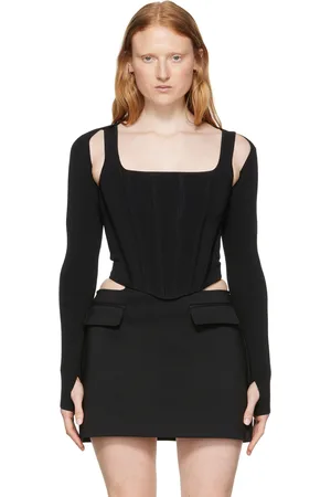 DION LEE Ensemble de cardigan et débardeur noir en viscose