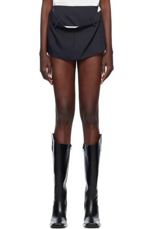 pushBUTTON Mini jupe-short noire à panneau drapé de style poche kangourou