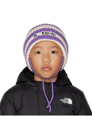 Mini Rodini Enfant | Bonnet mauve et blanc à rayures