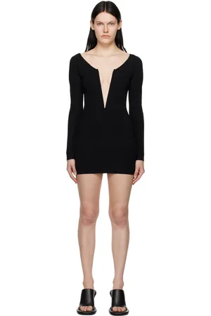 DION LEE Robe courte côtelée noire