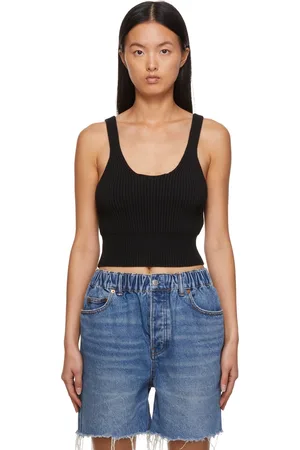 Alexander Wang Débardeur noir en maille côtelée de coton