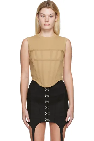 DION LEE Débardeur de style corset côtelé Fin beige