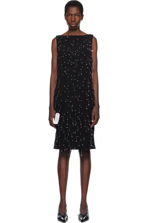 Moschino Robe midi noire à étiquette graphique