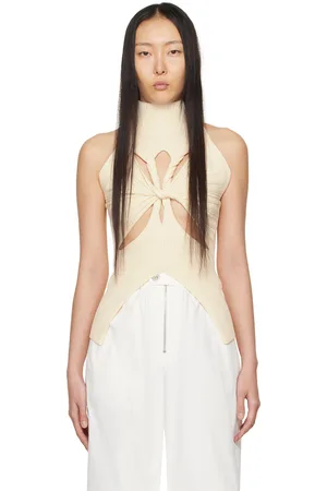 DION LEE Débardeur beige à découpes et à ornements torsadés