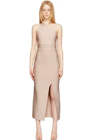 Hervé Léger Robe longue Icon beige
