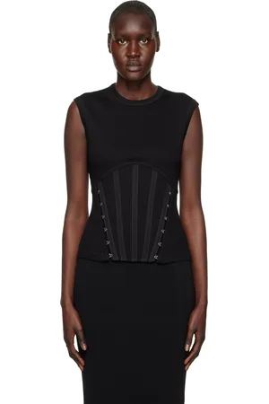 DION LEE Débardeur noir à ourlet fendu