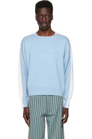 ZANKOV Pull Lucien bleu et blanc cassé