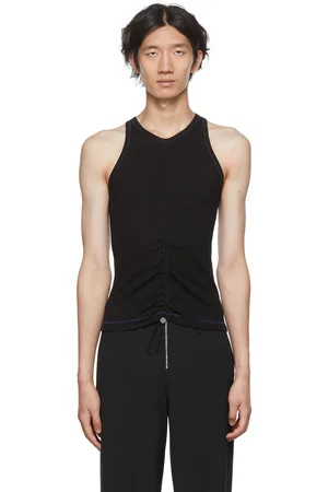 DION LEE Débardeur noir à effet ruché