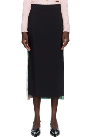 Moschino Jupe midi bleu et noir en crêpe et en satin - Smiley®