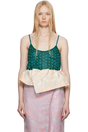 DRIES VAN NOTEN Débardeur bleu et vert à clous
