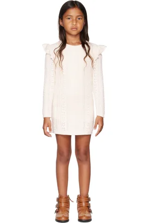 Chloé Enfant | Robe blanc cassé en pointelle