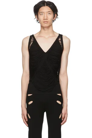 DION LEE Débardeur Net noir à effet usé