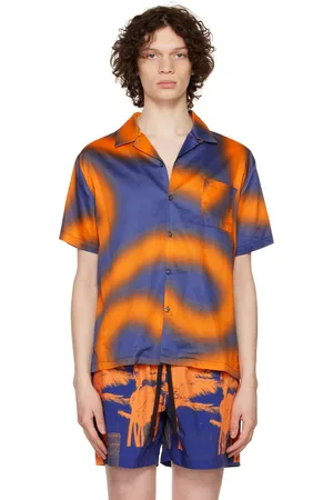 Double Rainbouu Chemise orange et bleu à motif graphique imprimé