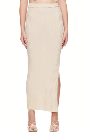 AYA MUSE Jupe midi beige à laçage