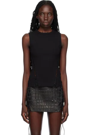 DION LEE Débardeur noir à picots