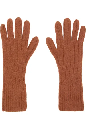 DRIES VAN NOTEN Gants côtelés orange