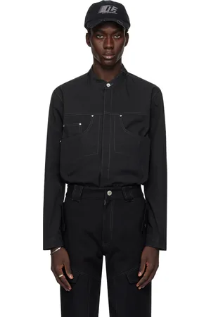 DION LEE Chemise noire à poches de style jean