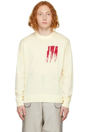 J.W.Anderson Pull blanc cassé à logo en intarsia
