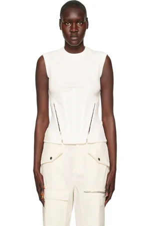 DION LEE Débardeur de style corset blanc à ourlet fendu