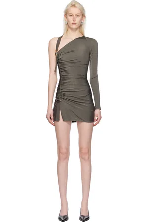 DION LEE Robe courte kaki à manche